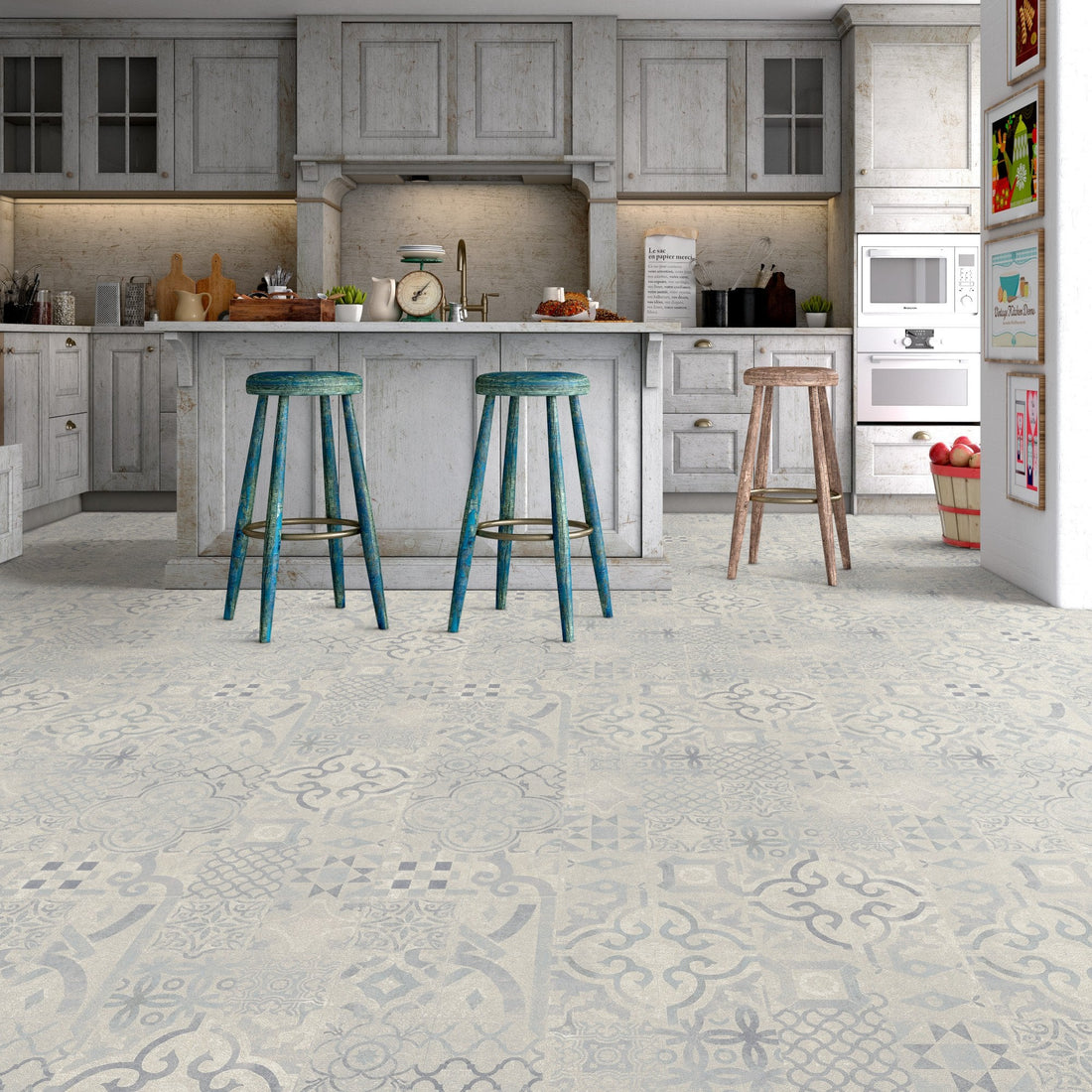 Blue Tile - Retro Water-resistant 8mm Laminate Flooring