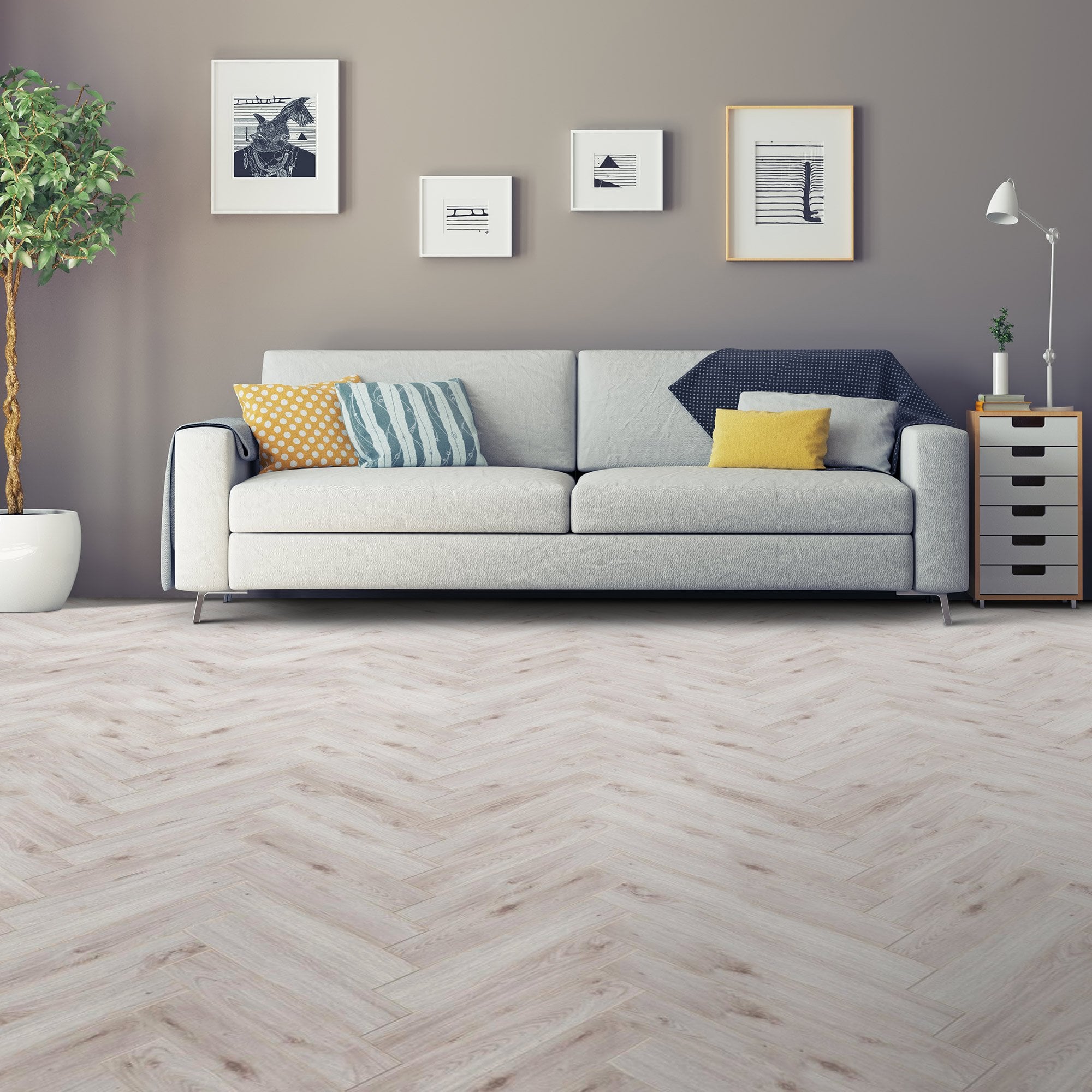 Bordeaux Oak - Herringbone 8mm Laminate Flooring